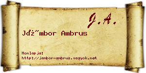 Jámbor Ambrus névjegykártya