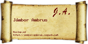 Jámbor Ambrus névjegykártya